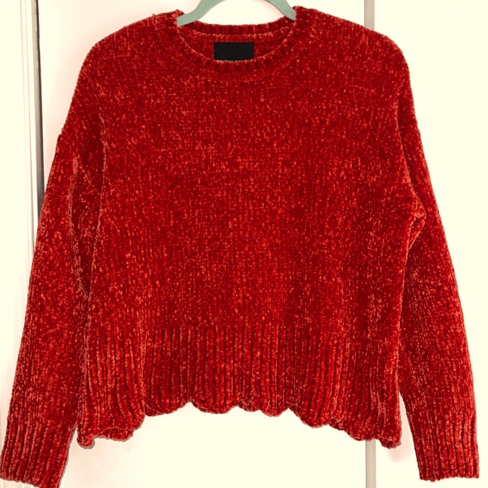 Cynthia Rowley Chenille Scalloped-Bottom Sweater
